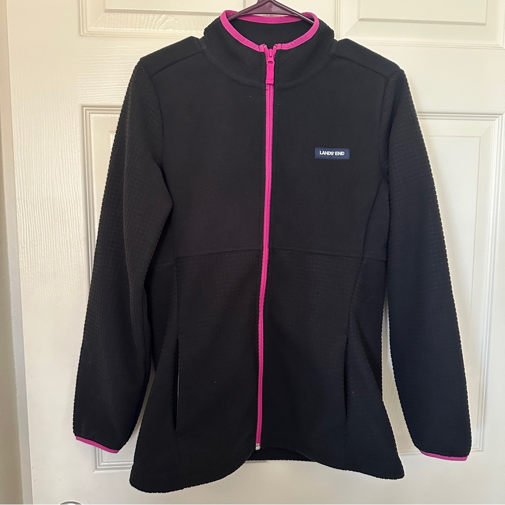 Lands' End Black Fleece with Pink Trim